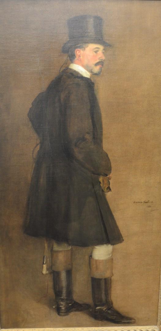 James Guthrie (Scottish, 1859 - 1930) Portrait of: James Guthrie (Scottish, 1859 - 1930)Portrait of Edward Martin Dressed for Fox Hunting, oil on canvas, signed and dated center right James Guthrie, 1896, 78" x 40"Provenance: The Estate of Gloria Schi