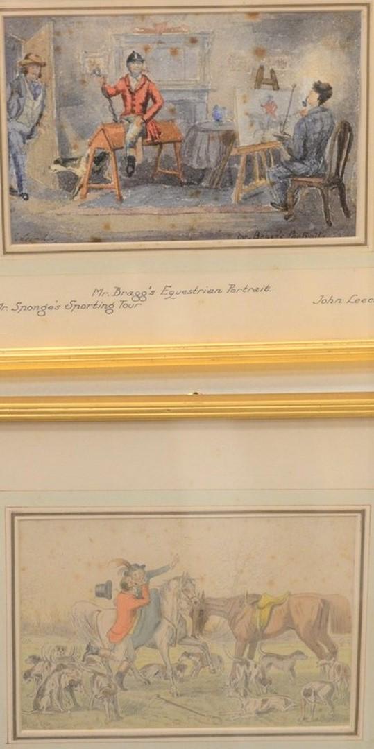 John Leech (1817 - 1864) Eighteen piece group to: John Leech (1817 - 1864)Eighteen piece group to include "The Sporting Tour of Mr. Sponge" original sketches and drawings for the book, including cover page, Hunting the Hounds; Mr. Sponge Completely L