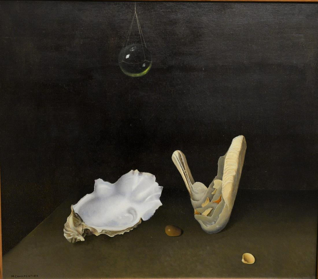 Michel Charpentier "Les Huitres" oysters oil on board: Michel Charpentier"Les Huitres" oystersoil on boardsigned M. Charpentire lower left13 3/4" x 15 3/4"Provenance: From the Robert Circiello Collection, West Hartford, Connecticut