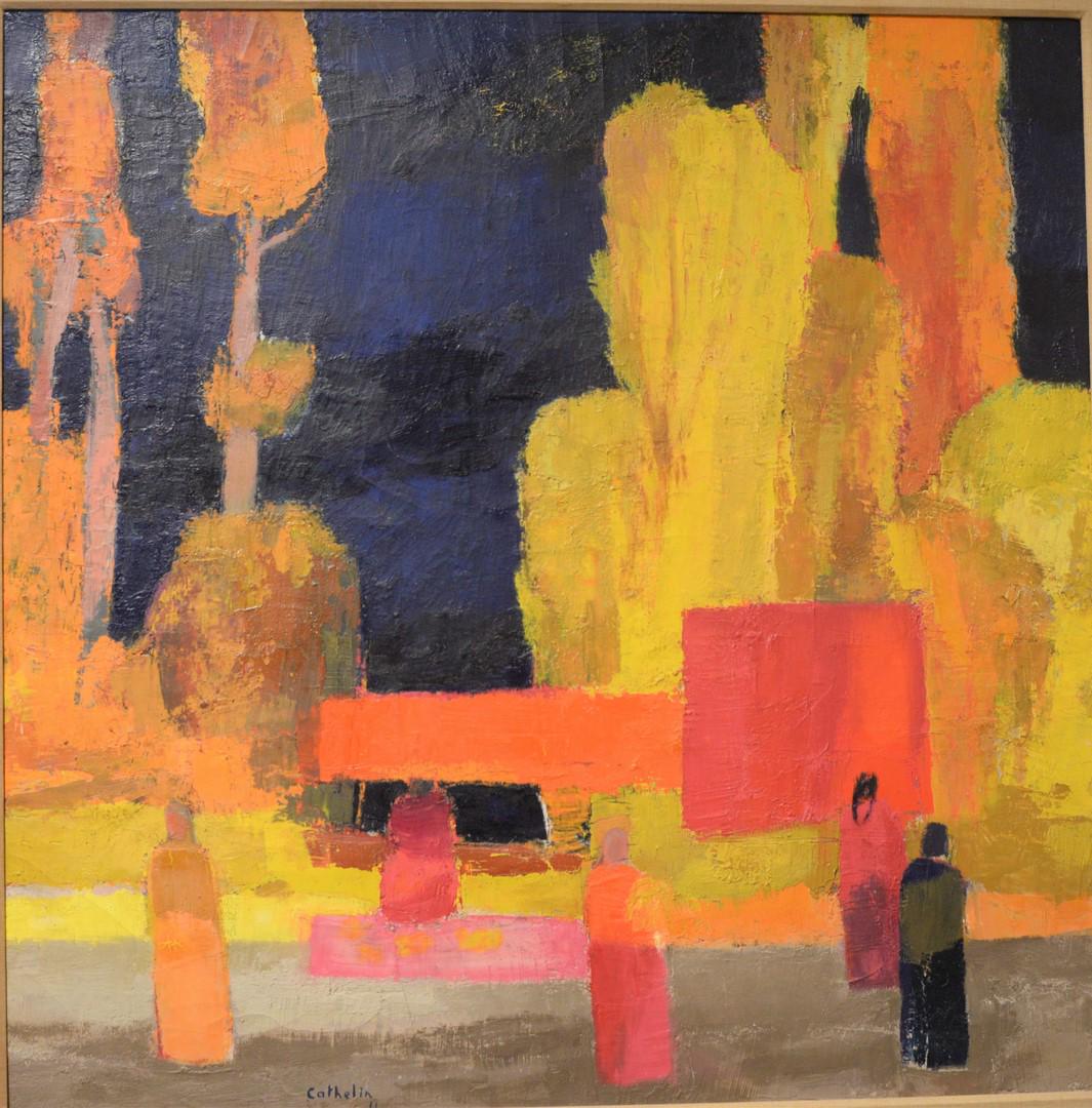 Bernard Cathelin (1919 - 2004) "Mache au Ciel Sombre",: Bernard Cathelin (1919 - 2004)"Mache au Ciel Sombre", 1966 landscapeoil on canvassigned Cathelin lower left titled, dated, and signed versoDavid Findlay Galleries label verso39 1/2" x 39 1/2"