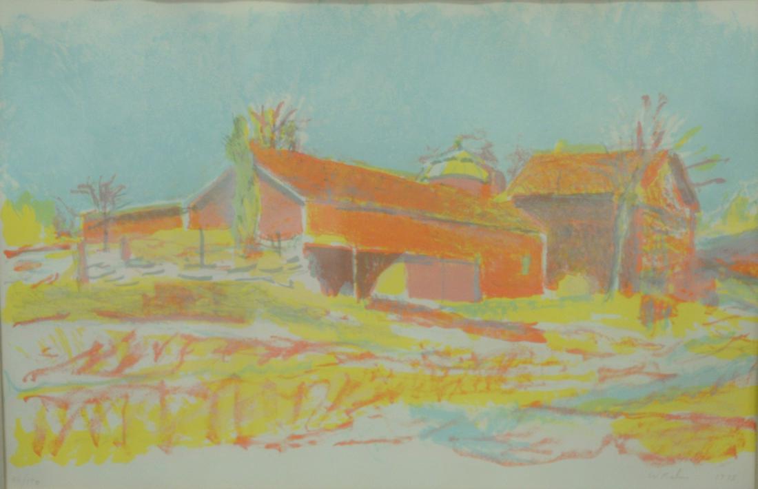Wolf Kahn (American, 1927 - 2020) "Red Barn, 1978": Wolf Kahn (American, 1927 - 2020)"Red Barn, 1978"lithograph in colors on papersigned, dated and editioned 56/150 in pencil along the lower edgesight size: 12" x 18"