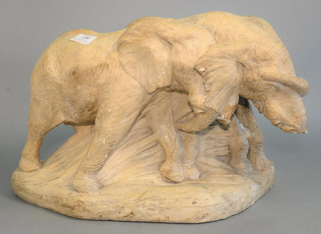 Carl Ethan Akeley (American, 1864 - 1926) "The Wounded: Carl Ethan Akeley (American, 1864 - 1926)"The Wounded Comrade, 1913"plaster castingsigned and titled on base12-1/2" x 20"Provenance: The Estate of Diana Atwood Johnson