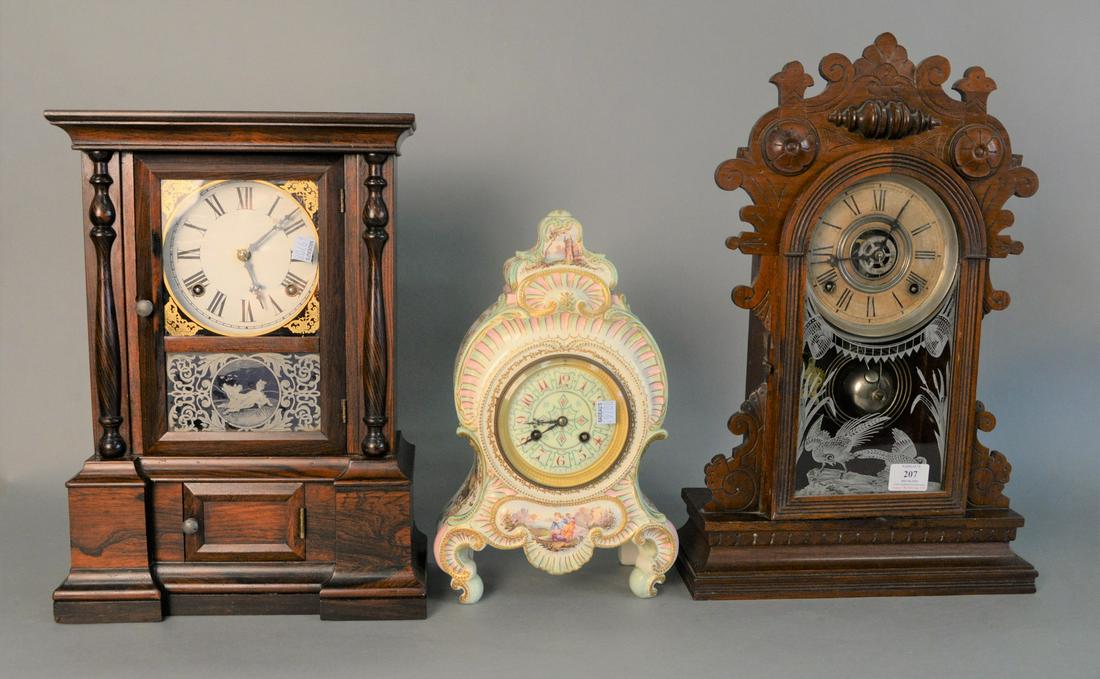 Group of Three Mantle Clocks to include ceramic clock (1 of 4)