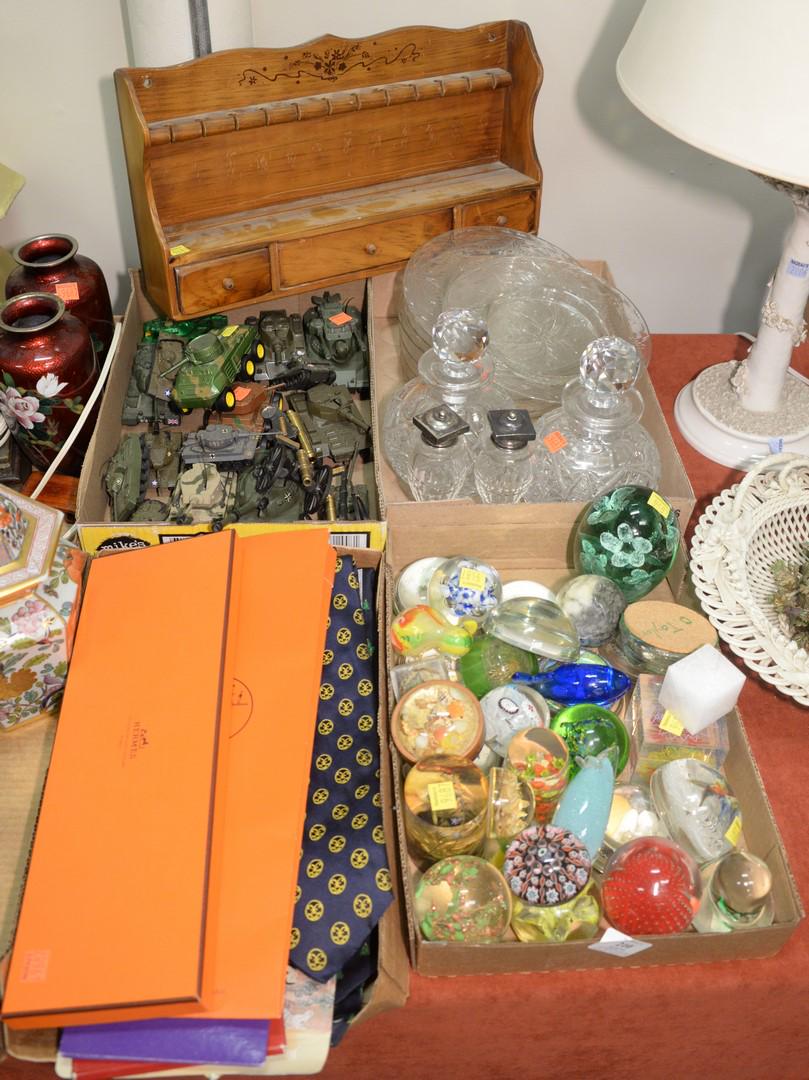 Four Tray Lots  to include glass paperweights; toy (1 of 5)