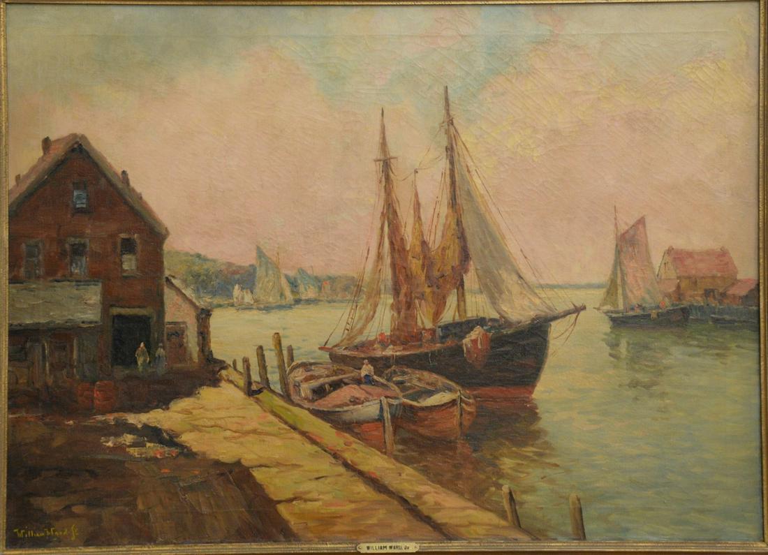 William Winthrop Ward (1901 - 1985) coastal scene with: William Winthrop Ward (1901 - 1985)coastal scene with figuresoil on canvassigned lower left William Ward J. height 26 1/2 inches, width 36 inchesProvenance: Matthes-Theriault Collection, Woodbridge, C