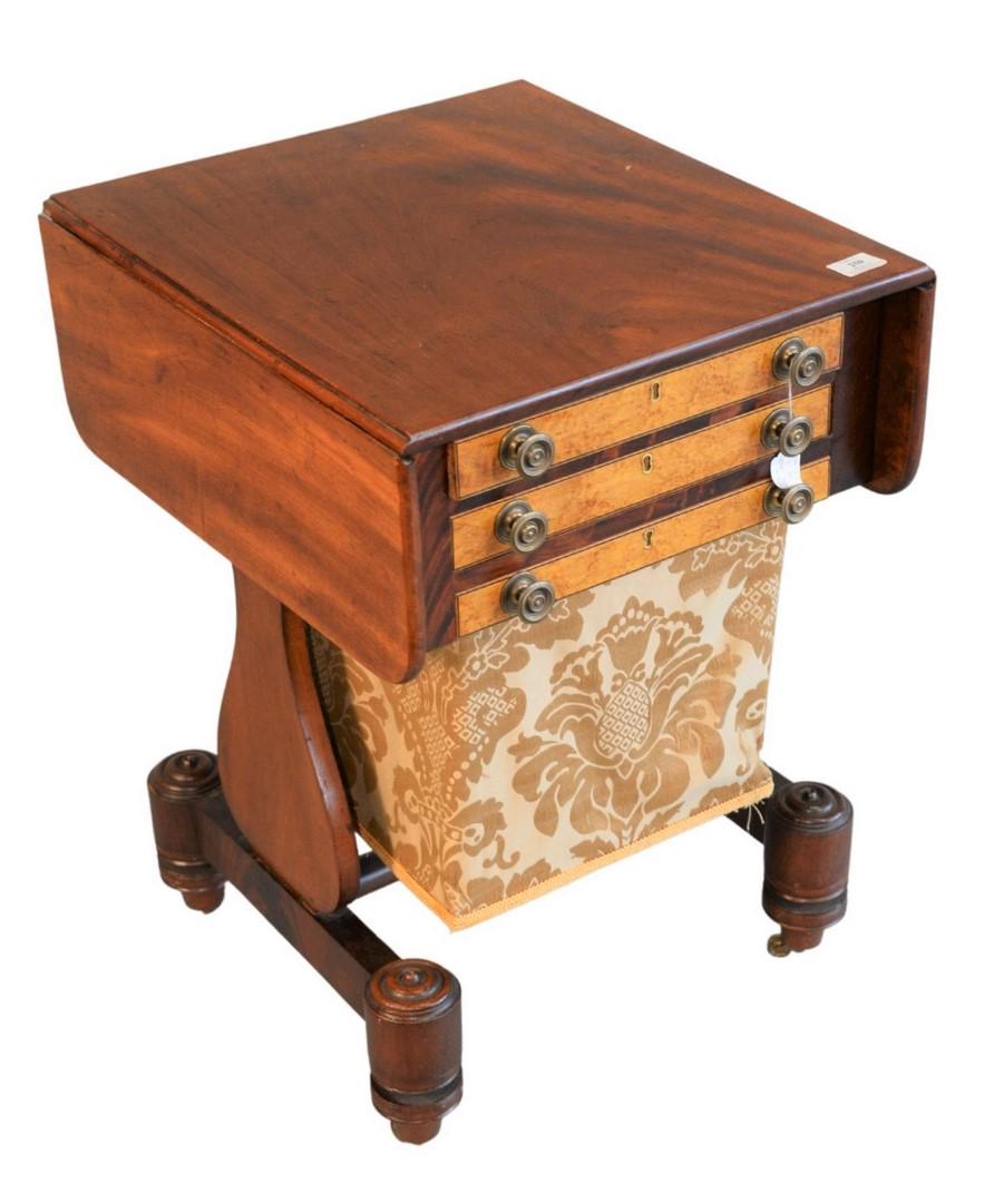 Federal Mahogany Work Table having three drawers with (1 of 7)