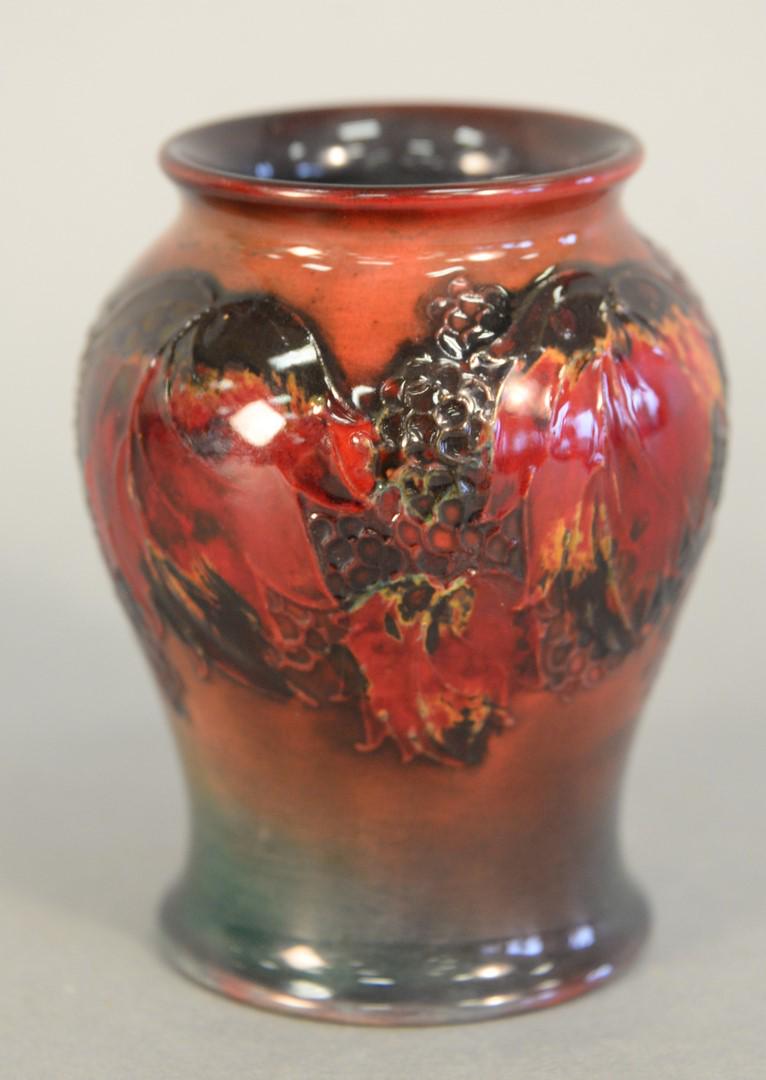 Moorcroft Vase red glazed with leaves and fruit design (1 of 3)