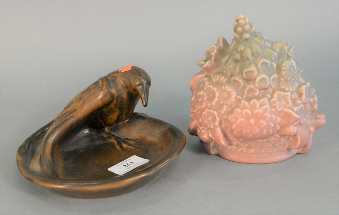 Two Rookwood Pieces  to include a brown ashtray with a (1 of 5)