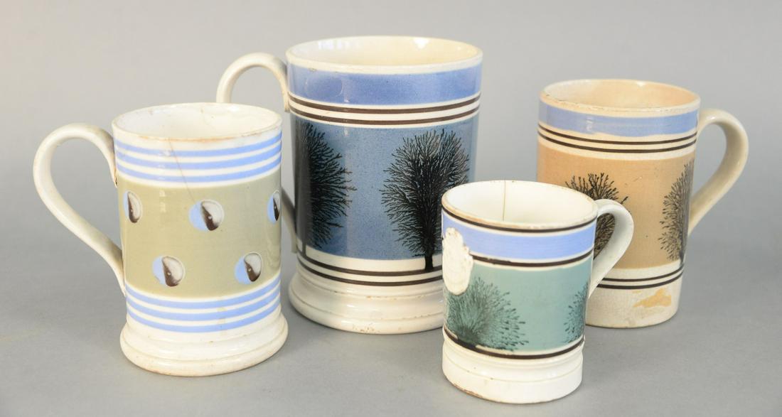 Lot of Four Mocha Mugs to include: two with tree (1 of 5)