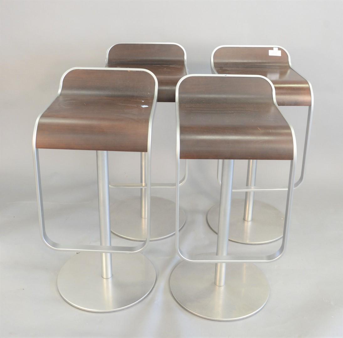 Set of Four Counter Bar Stools adjustable height signed (1 of 4)