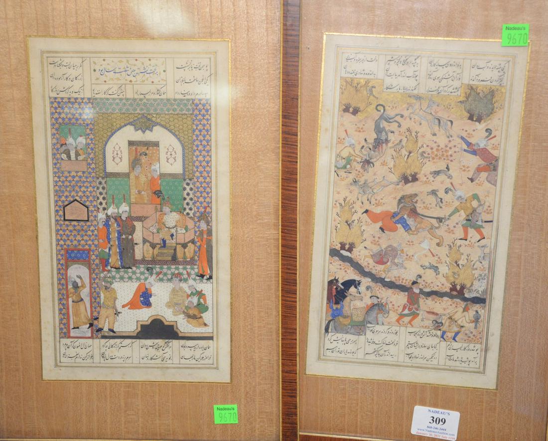 Three Persian Gouaches to include two manuscripts (1 of 3)