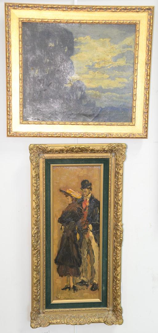 Two Framed Paintings to include Moonlit landscape, oil (1 of 3)