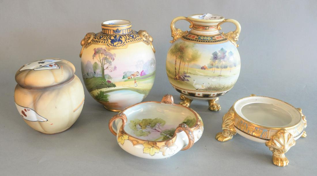 Group of Five Hand Painted Nippon pieces to include (1 of 4)