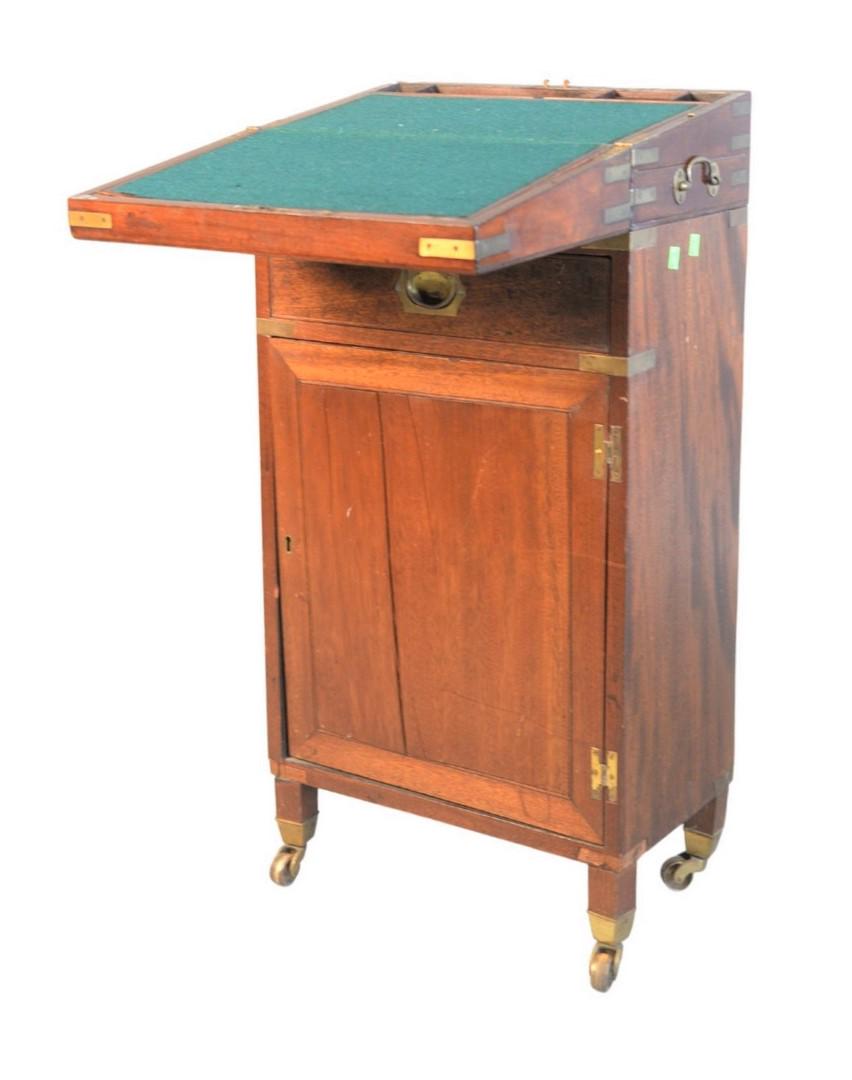 Mahogany Lap Desk mounted on base with drawer and door (1 of 3)