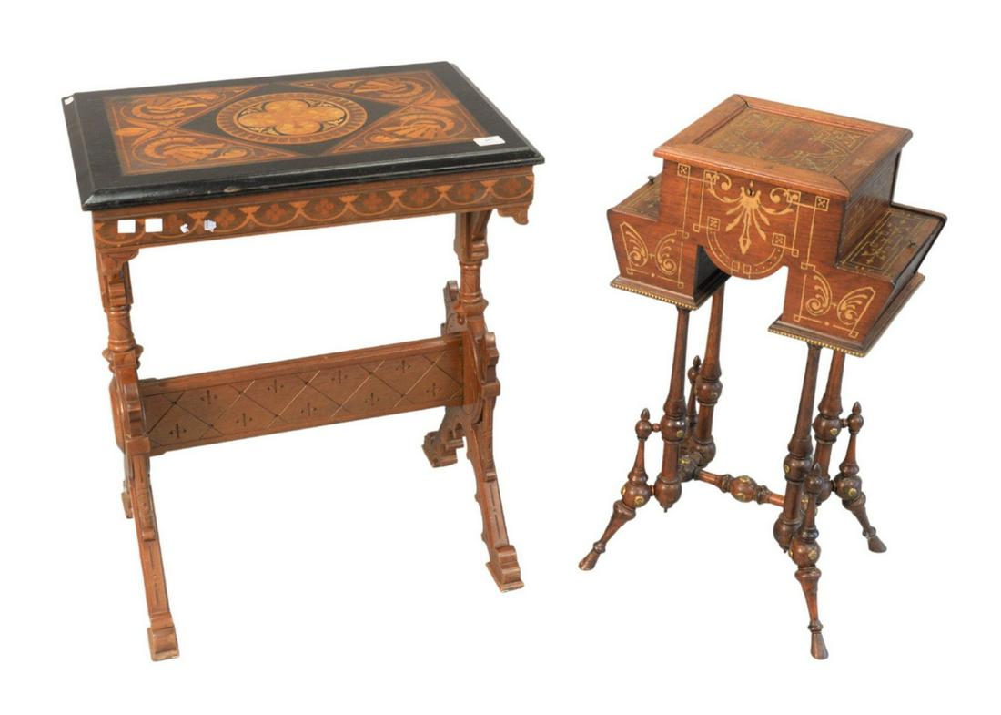 Two Renaissance Revival Tables One rectangle with (1 of 7)