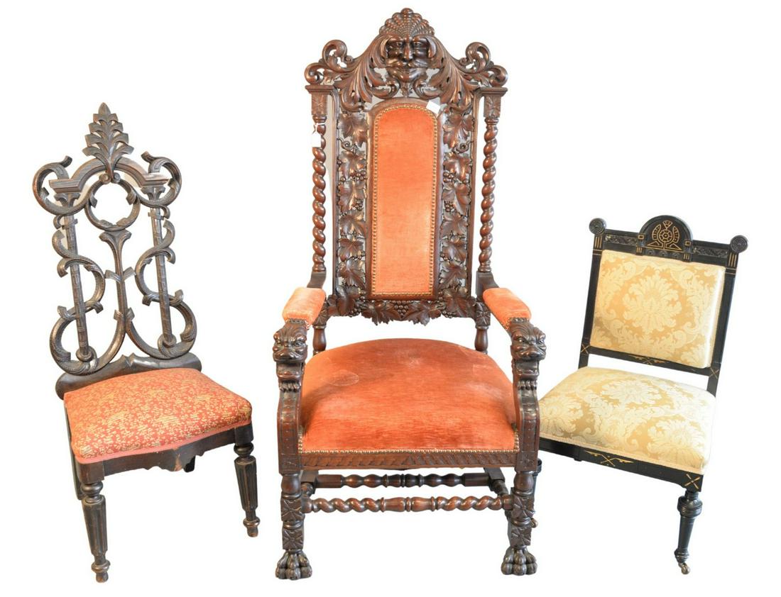 Three piece lot to include; Victorian Armchair with (1 of 4)