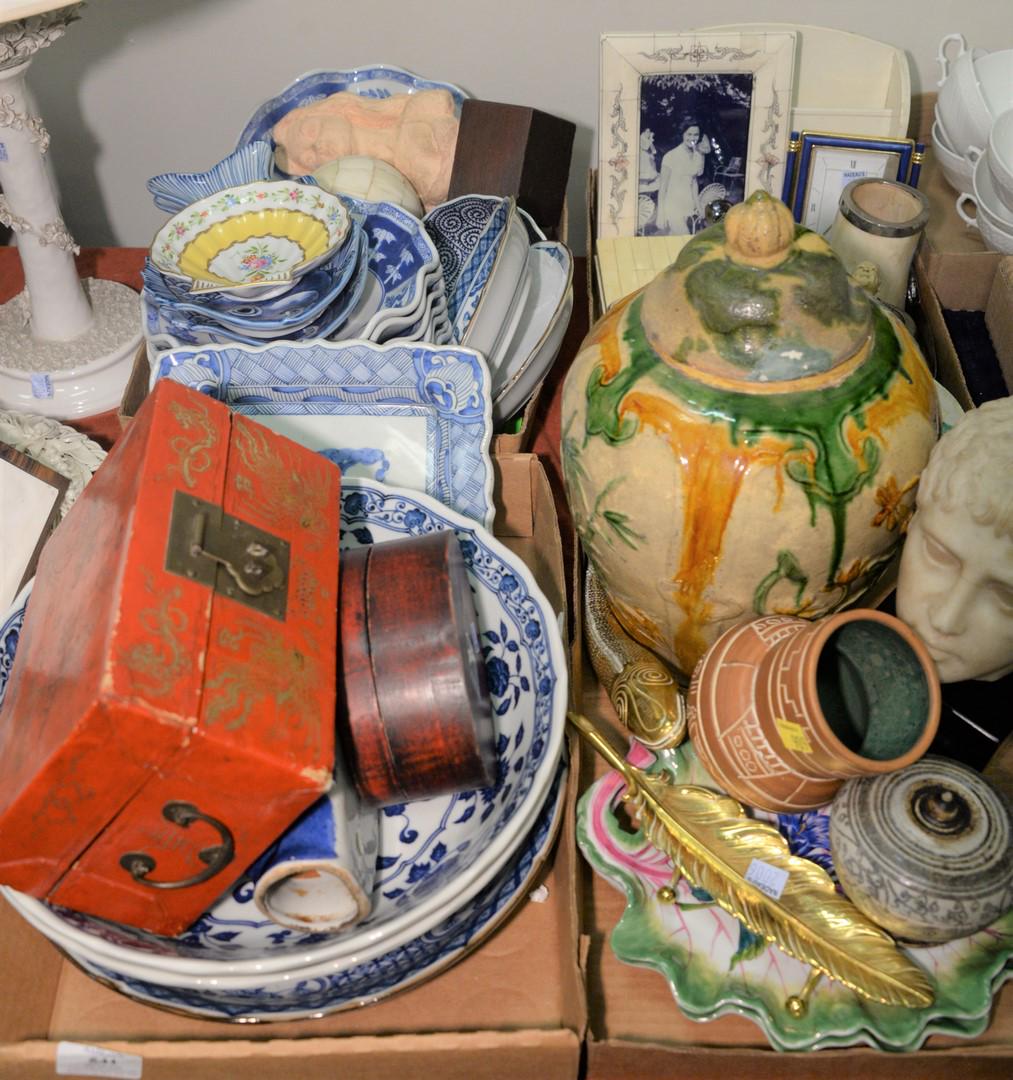Four Tray Lots to include Asian porcelain; a large (1 of 3)
