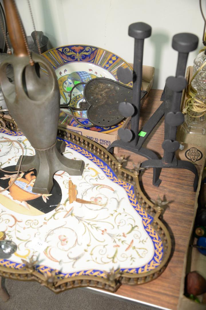 Group of Assorted Items to include large porcelain tray (1 of 3)