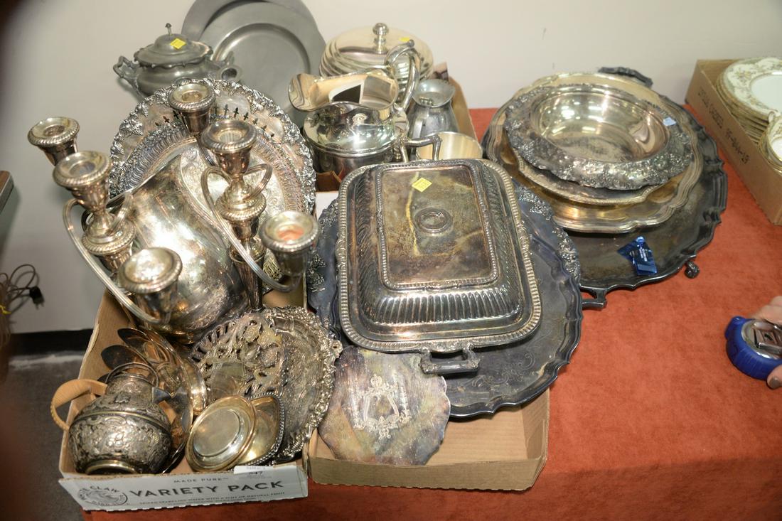 Large Lot of Various Silverplate and Pewter to include (1 of 3)