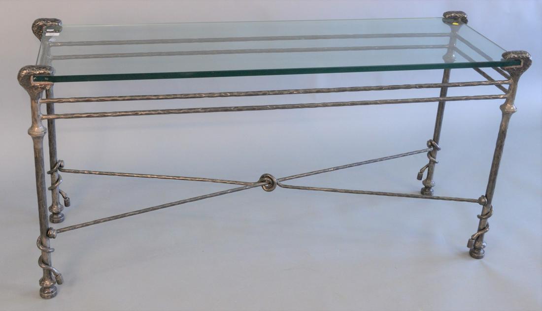 Contemporary glass and iron hall table Height 29" top (1 of 4)