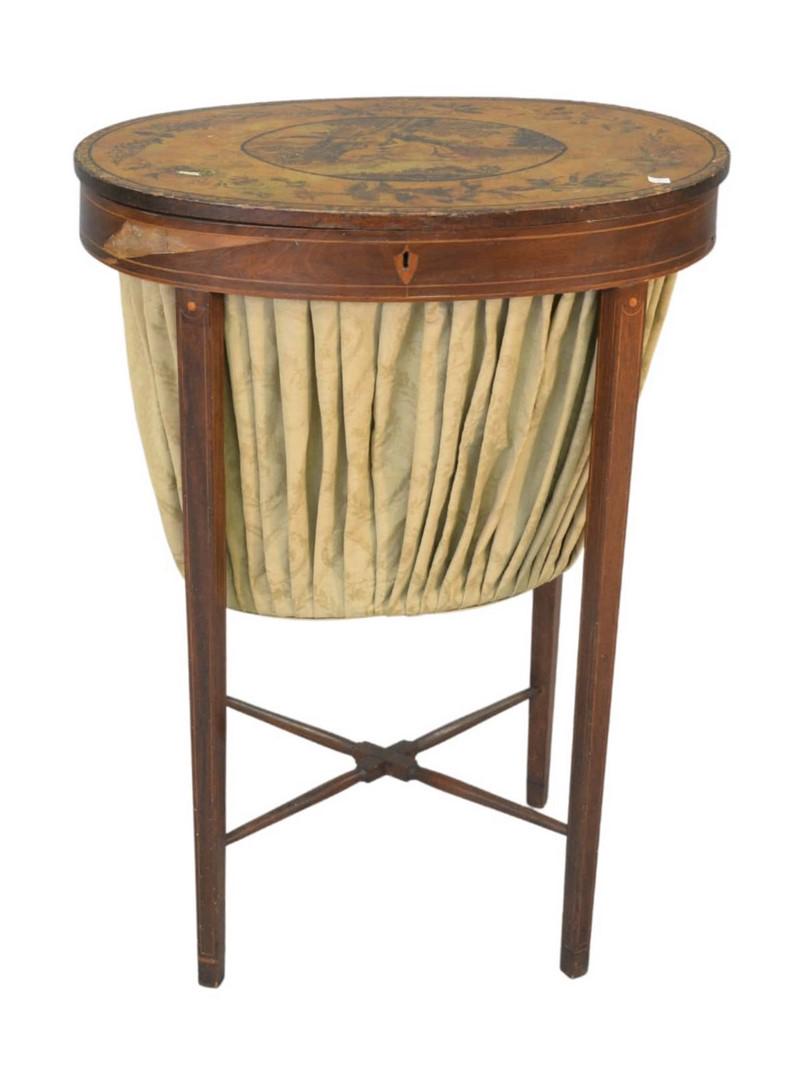 Federal Mahogany Sewing Table having painted paper (1 of 4)