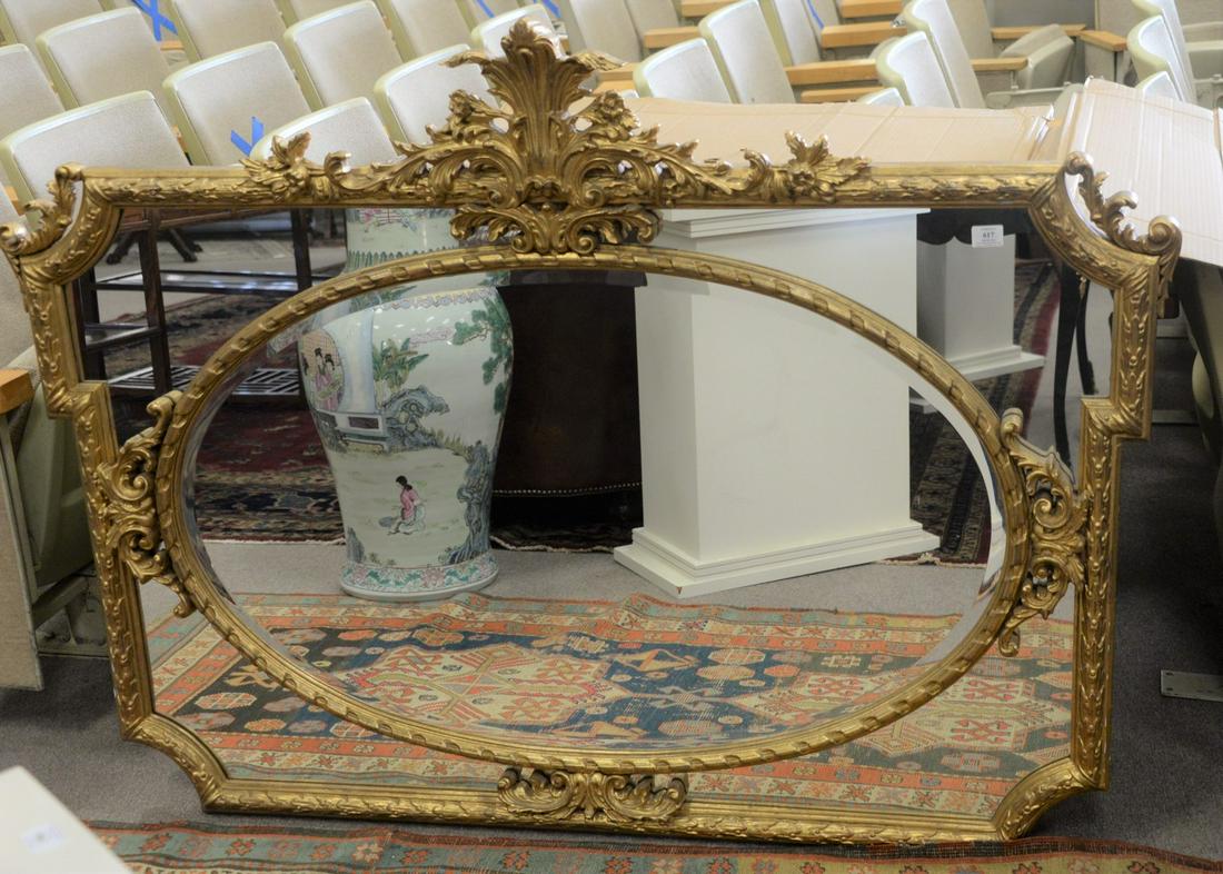 Large Gilt Decorated Mirror with plume top height 46 (1 of 3)