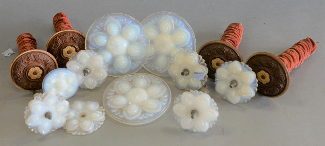 Six Antique Iridescent Glass Curtain Tie Backs, along (1 of 3)