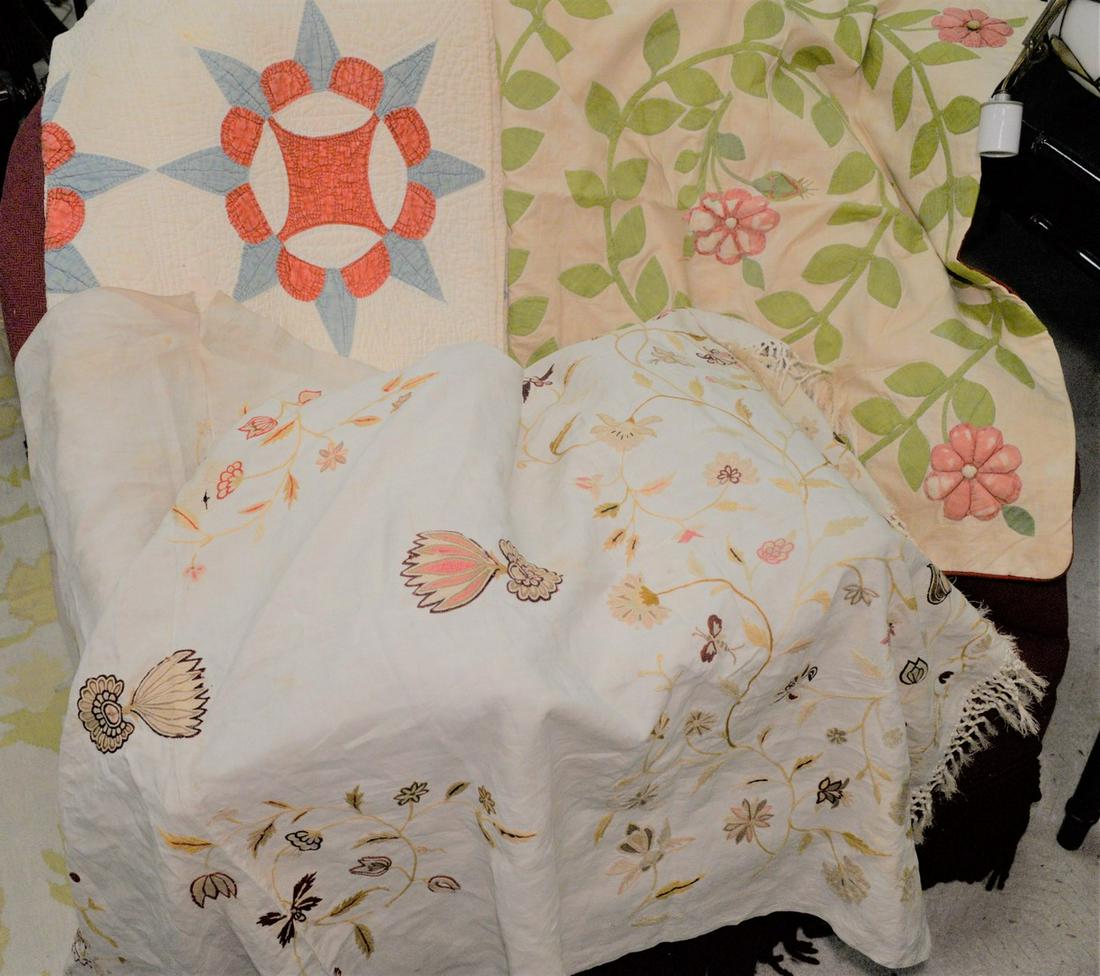 Group of Five Quilts, one embroidery on linen, plus (1 of 5)