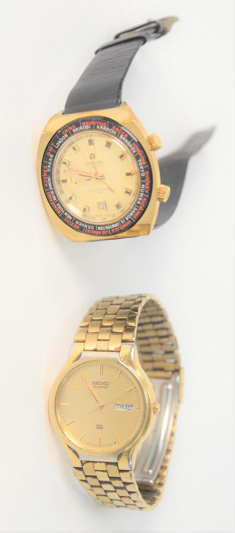 Two Men's Wristwatches, to include one Atlantic 17: Two Men's Wristwatches, to include one Atlantic 17 jewel Travel Mate alarm along with Seiko Quartz.
