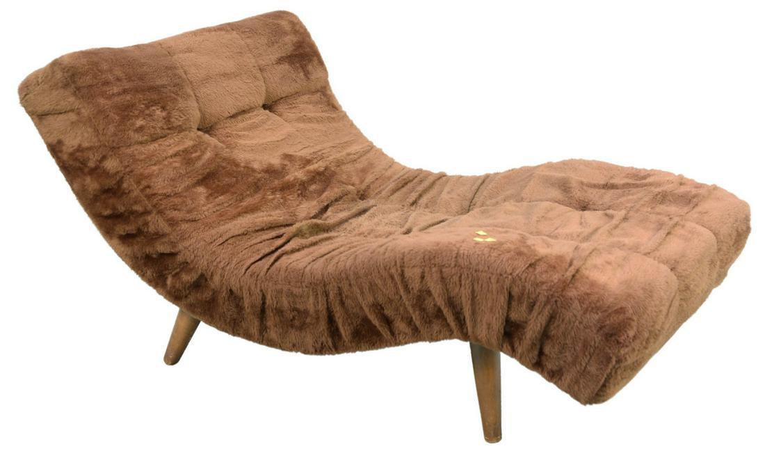 Adrian Pearsall Wave Chaise, on walnut legs, height 30: Adrian Pearsall Wave Chaise, on walnut legs, height 30 inches, length 58 inches.