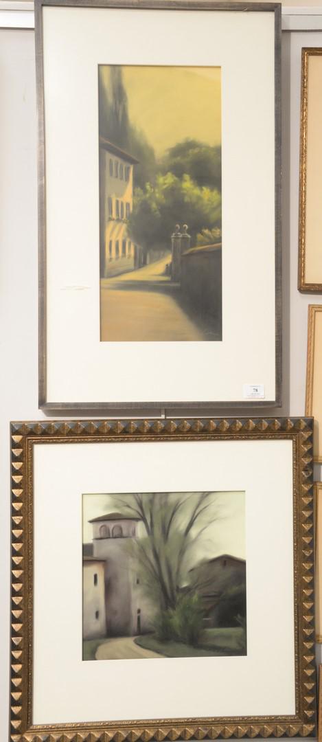 Pair of Mallory Lake (American, b. 1958) Italian: Pair of Mallory Lake (American, b. 1958) Italian Landscapes, both pastel on paper, each signed lower right Mallory Lake, sight size: 20" x 9" and 12" x 12".