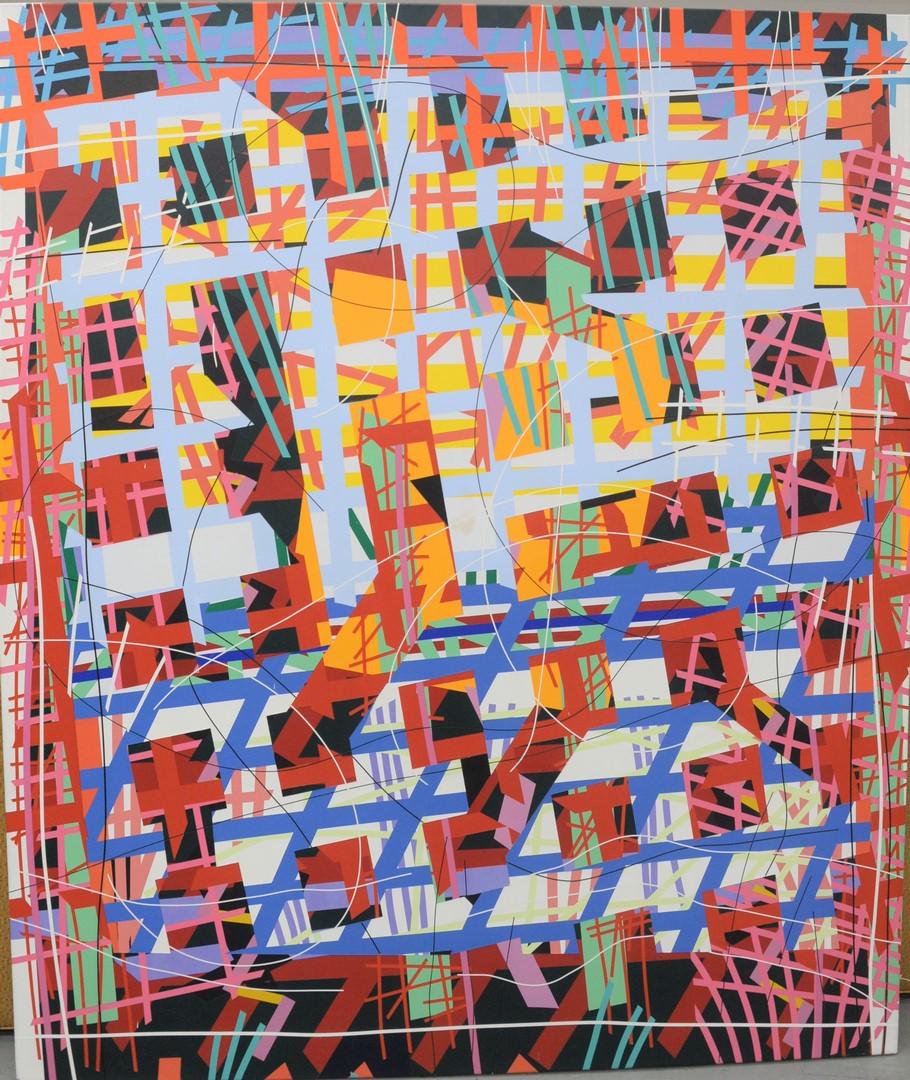 Steve McCallum (American, b. 1951), "A Minutes Worth of: Steve McCallum (American, b. 1951), "A Minutes Worth of Fun, 1984", acrylic on canvas, signed, titled, and dated on the reverse, Allan Stone Galleries stamp on the reverse, 78" x 66".