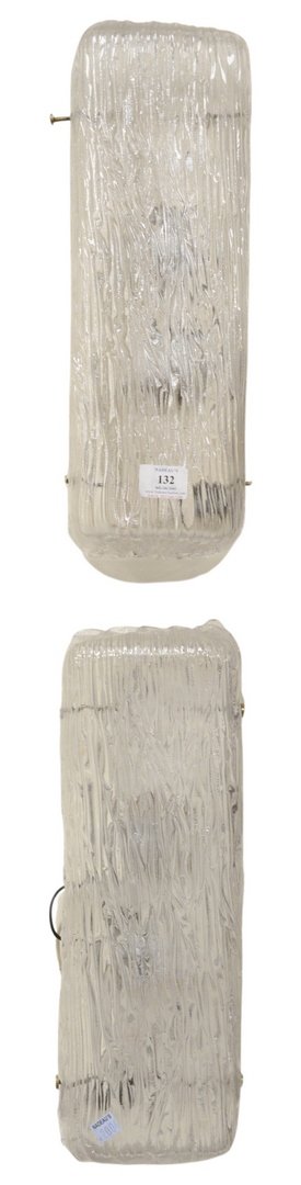 Pair of Possible Jean Perzel Glass Wall Sconces, having: Pair of Possible Jean Perzel Glass Wall Sconces, having two lights each, 16 3/4" x 5 1/4" x 3". Provenance: The Estate of Alina Roisen, Park Avenue, New York.