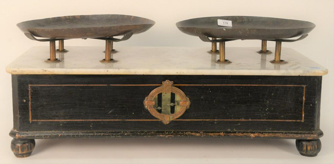 Large Victorian Scale, marked us ines la Mulatiere: Large Victorian Scale, marked us ines la Mulatiere scale, 11 1/2" x 12".