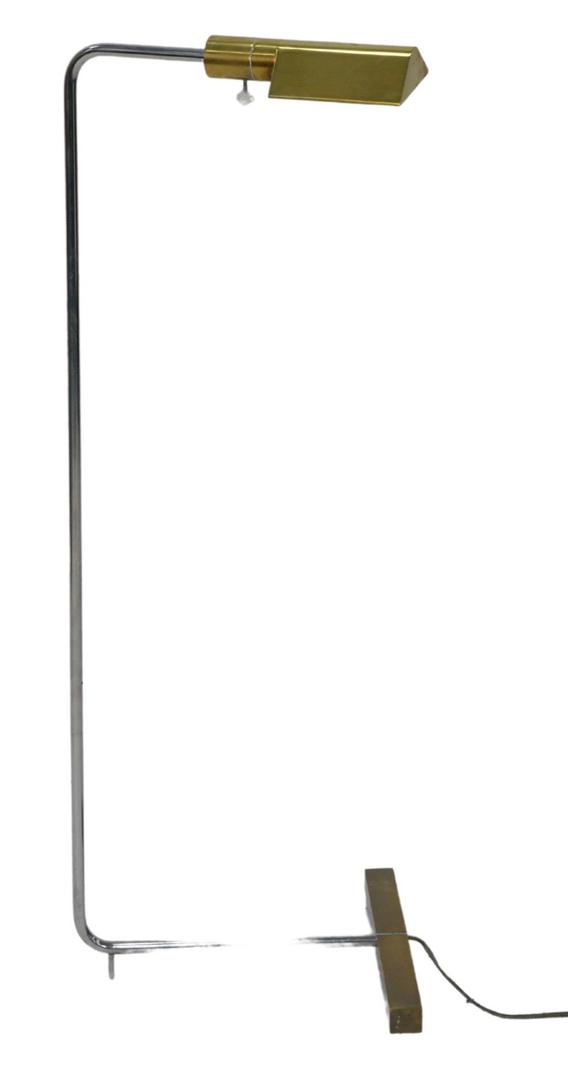 Cedric Hartman Brass and Chrome Floor Lamp, height 37: Cedric Hartman Brass and Chrome Floor Lamp, height 37 inches. Provenance: The Estate of Gloria Schiff, 630 Park Avenue, New York.