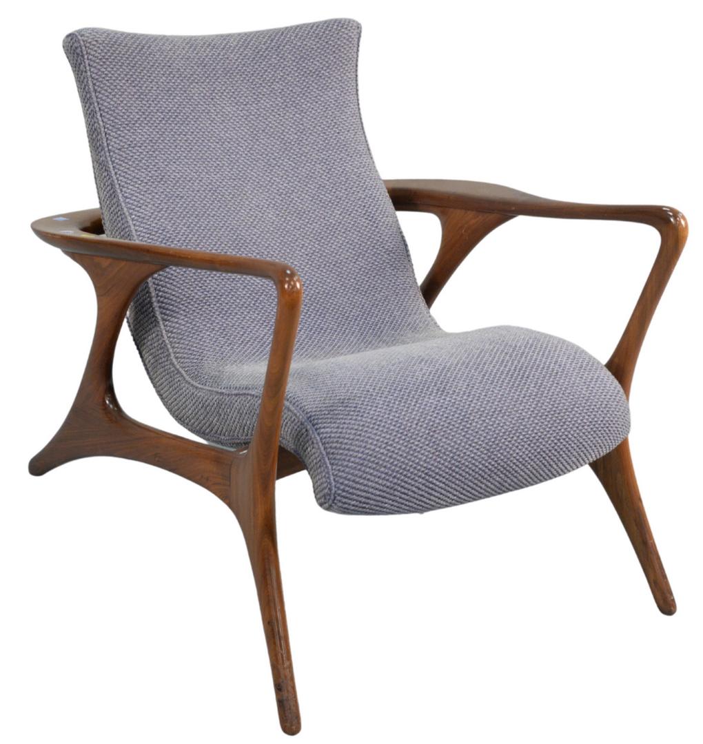 Vladimir Kagan Contour Lounge Chair, with light blue: Vladimir Kagan Contour Lounge Chair, with light blue upholstery, height 28 1/2 inches, width 29 1/2 inches, depth 30 1/2 inches. Provenance: The Estate of Alina Roisen, Park Avenue, New York.
