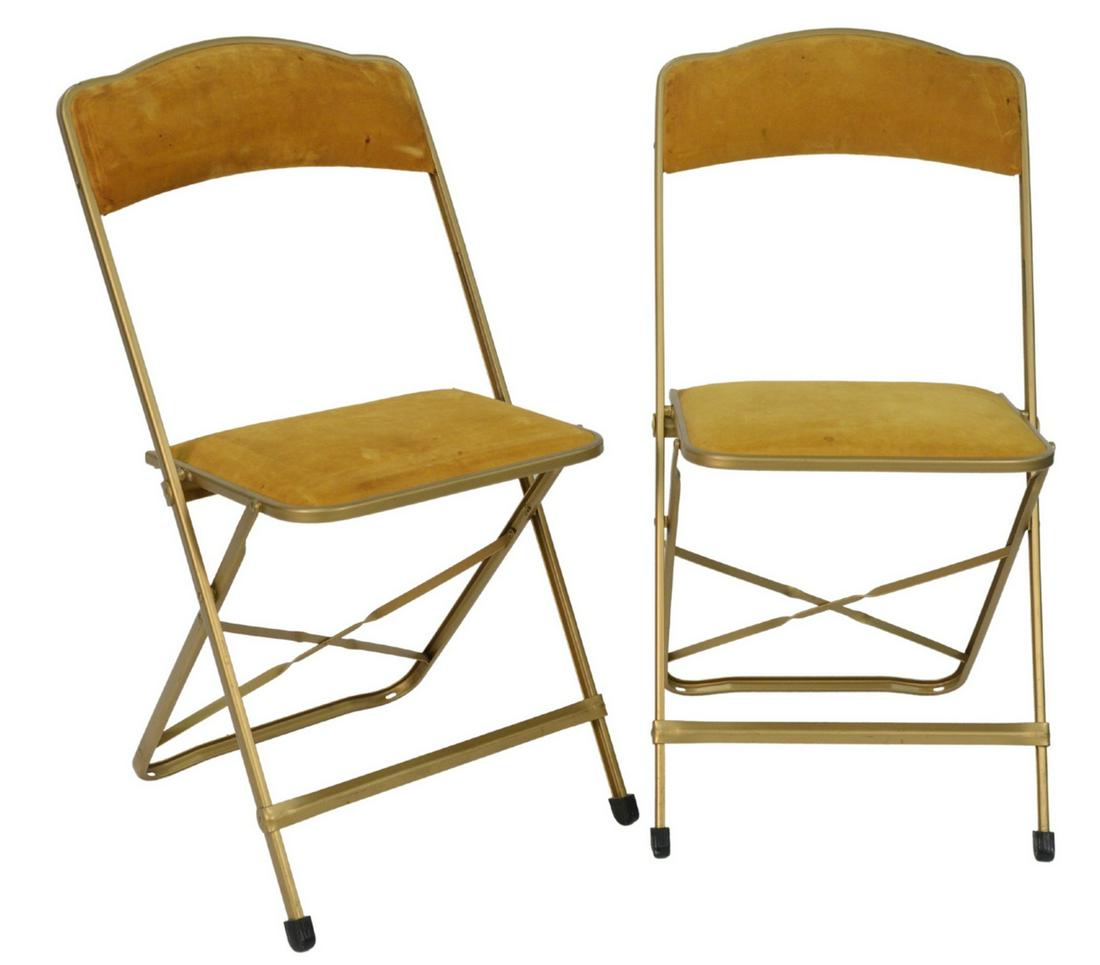 Group of Eight Fritz & Company Mid-Century Folding: Group of Eight Fritz & Company Mid-Century Folding Chairs, gold upholstery, marked Fritz & Company, Long Island City, New York. Provenance: The Estate of Alina Roisen, Park Avenue, New York.