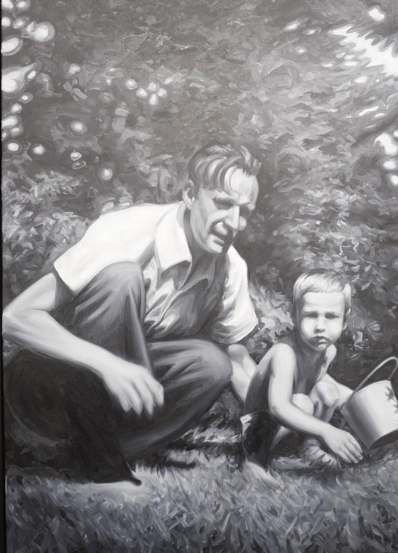 Bhakti Baxter (American, b. 1979), untitled (Oscar and: Bhakti Baxter (American, b. 1979), untitled (Oscar and Federico Baxter), 2008, oil on canvas; signed, titled and dated on the reverse, 51" x 36". Exhibited: Reunion, The Fireplace Project, East Hampto