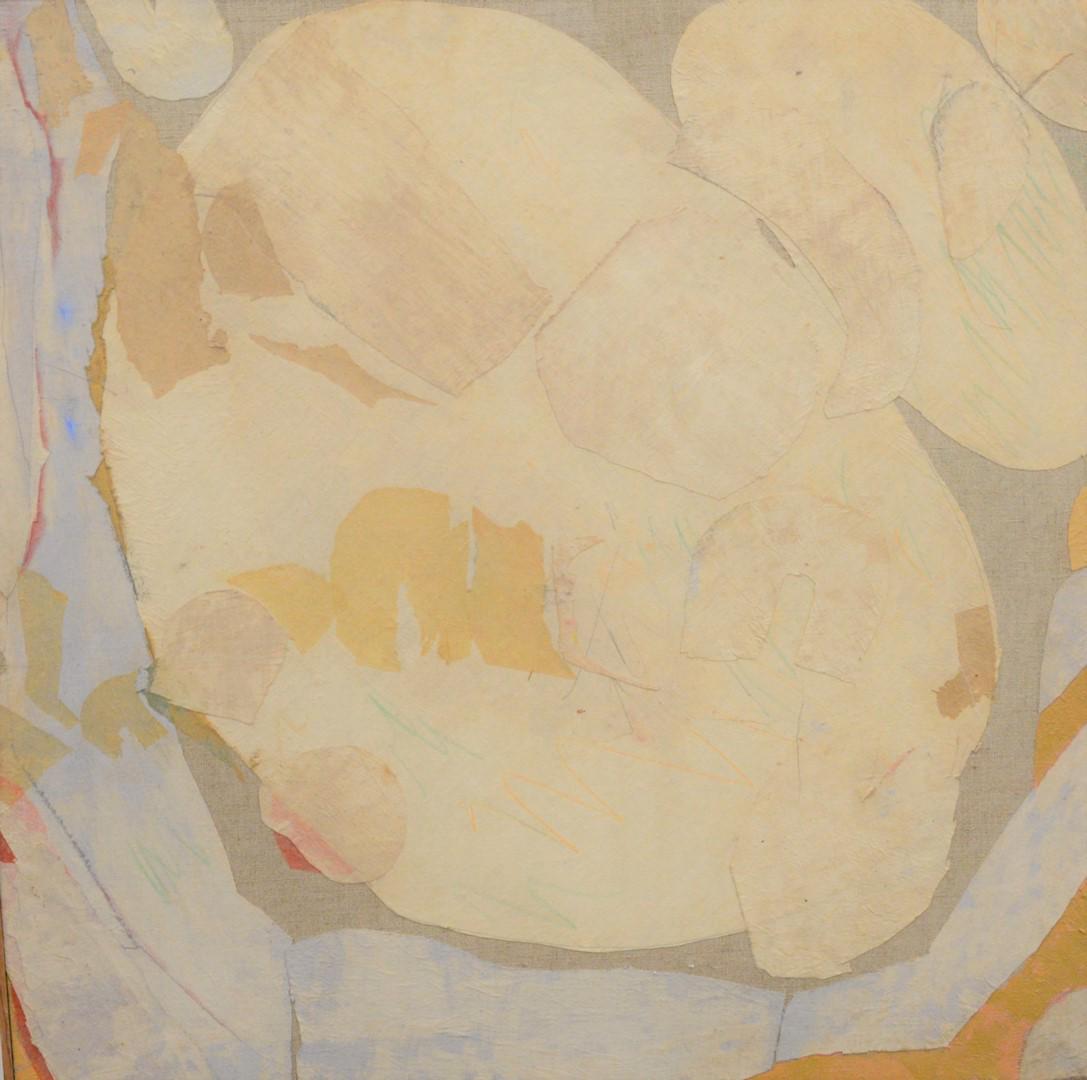 Stanley Boxer (American, 1926 - 2000), untitled,: Stanley Boxer (American, 1926 - 2000), untitled, collage on linen, signed faintly lower right S. Boxer, 30" x 30".