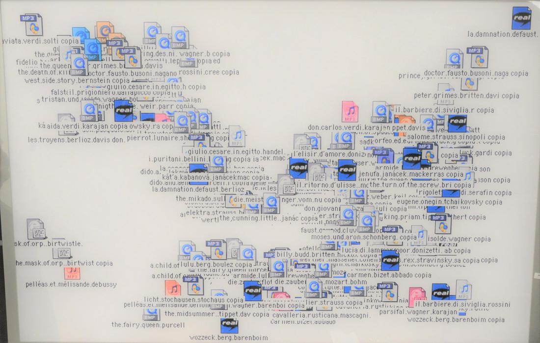 Jose Antonio Hernandez Diez (Venezuelan, b. 1964), MP3,: Jose Antonio Hernandez Diez (Venezuelan, b. 1964), MP3, 2002, digital pigment print, diasec mounted on acrylic, 60" x 90", retails for $10,000. Provenance: Purchased from the New York Armory Art Fair,