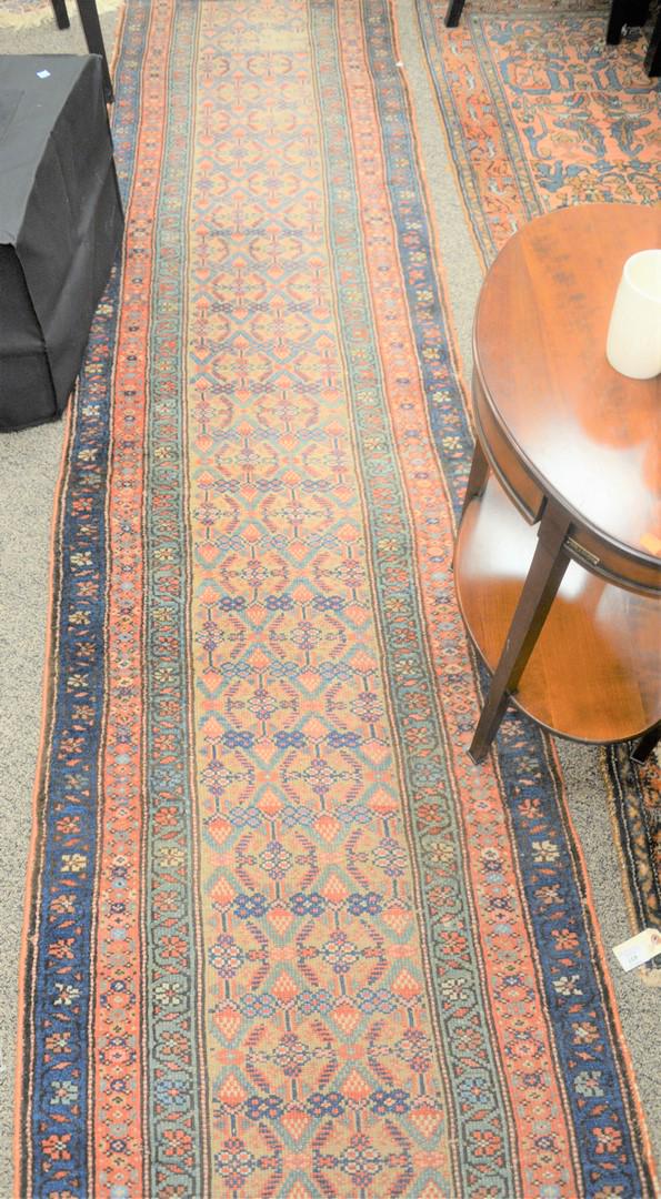 Two Oriental Rugs, to include one runner, both with: Two Oriental Rugs, to include one runner, both with ends frayed, 3'5" x 6'4" and 2'7" x 11'10". Provenance: The Estate of Alan Gans, Mulberry Point, Guilford.