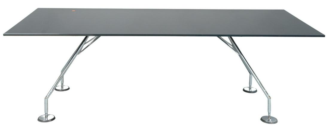 Lord Norman Foster Tecno Nomos Smoke Glass Work Table,: Lord Norman Foster Tecno Nomos Smoke Glass Work Table, with chrome base, height 28 1/2 inches, top 39" x 86".