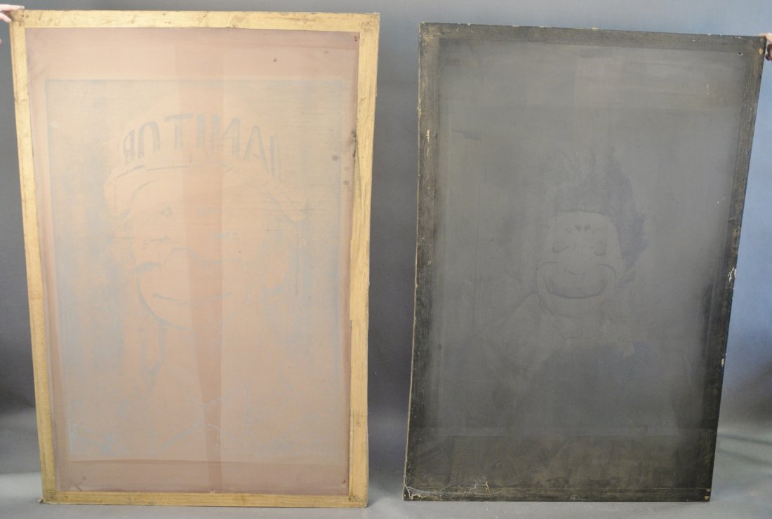 Group of Three Large Ford Beckman Silkscreen Mesh Frame: Group of Three Large Ford Beckman Silkscreen Mesh Frames, height 82 inches, largest overall width 52 inches.