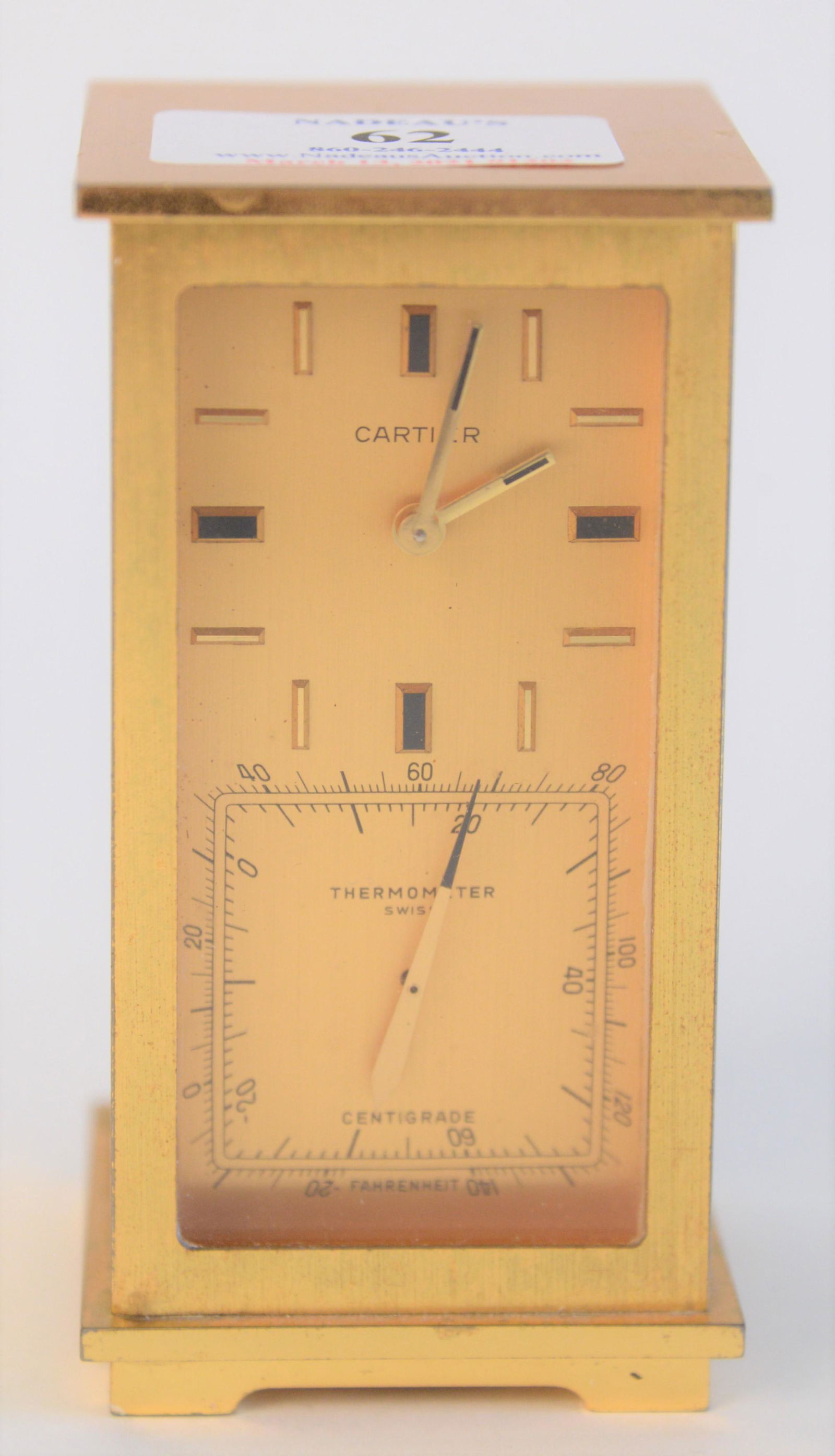 Cartier Brass Partners Desk Clock, having a thermometer (1 of 3)