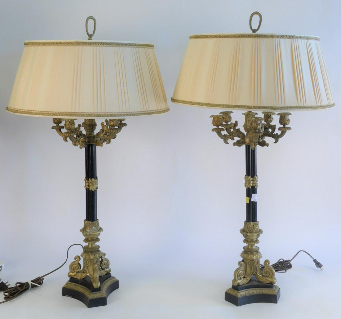 Pair of Large Bronze Candelabras, 5 arm on tall support (1 of 4)