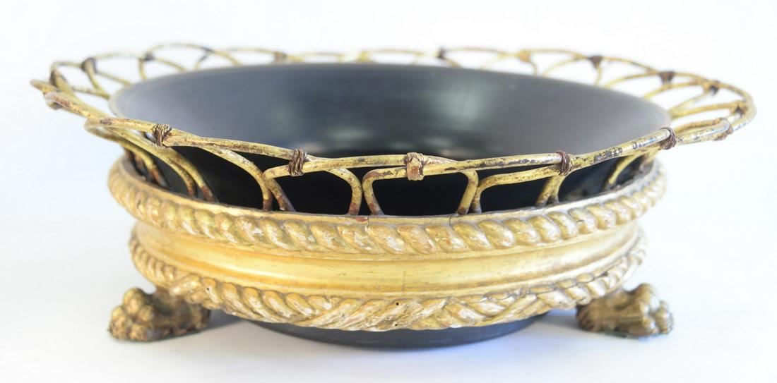 Continental Carved and Gilt Decorated Pot, with metal (1 of 4)