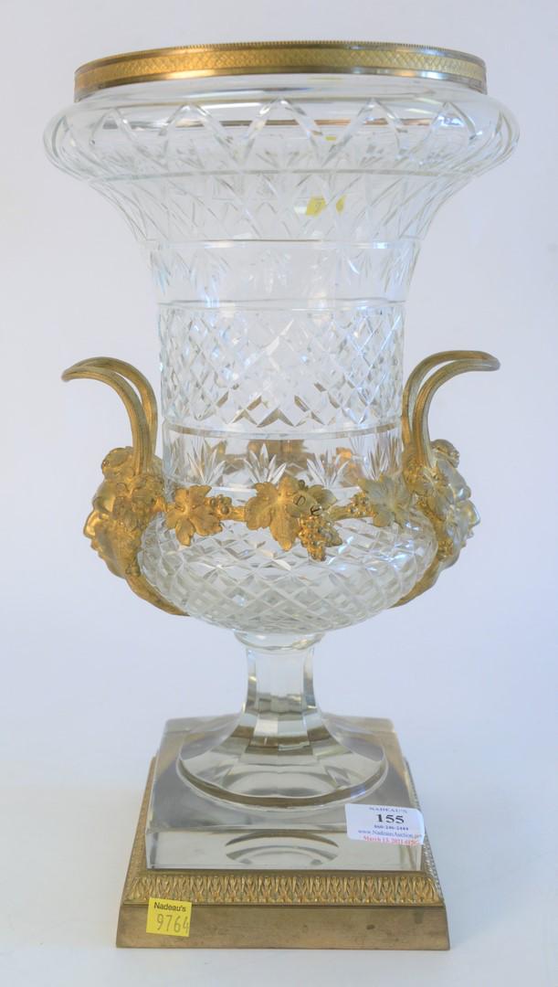 French Crystal and Gilt Bronze Urn, having handles with (1 of 5)