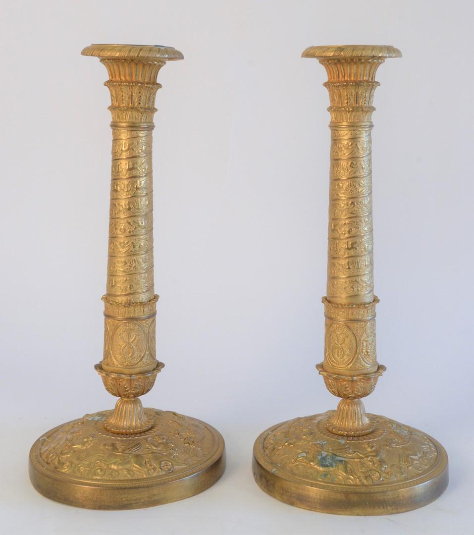 Pair of Neoclassical Style Brass Candlesticks, height (1 of 5)