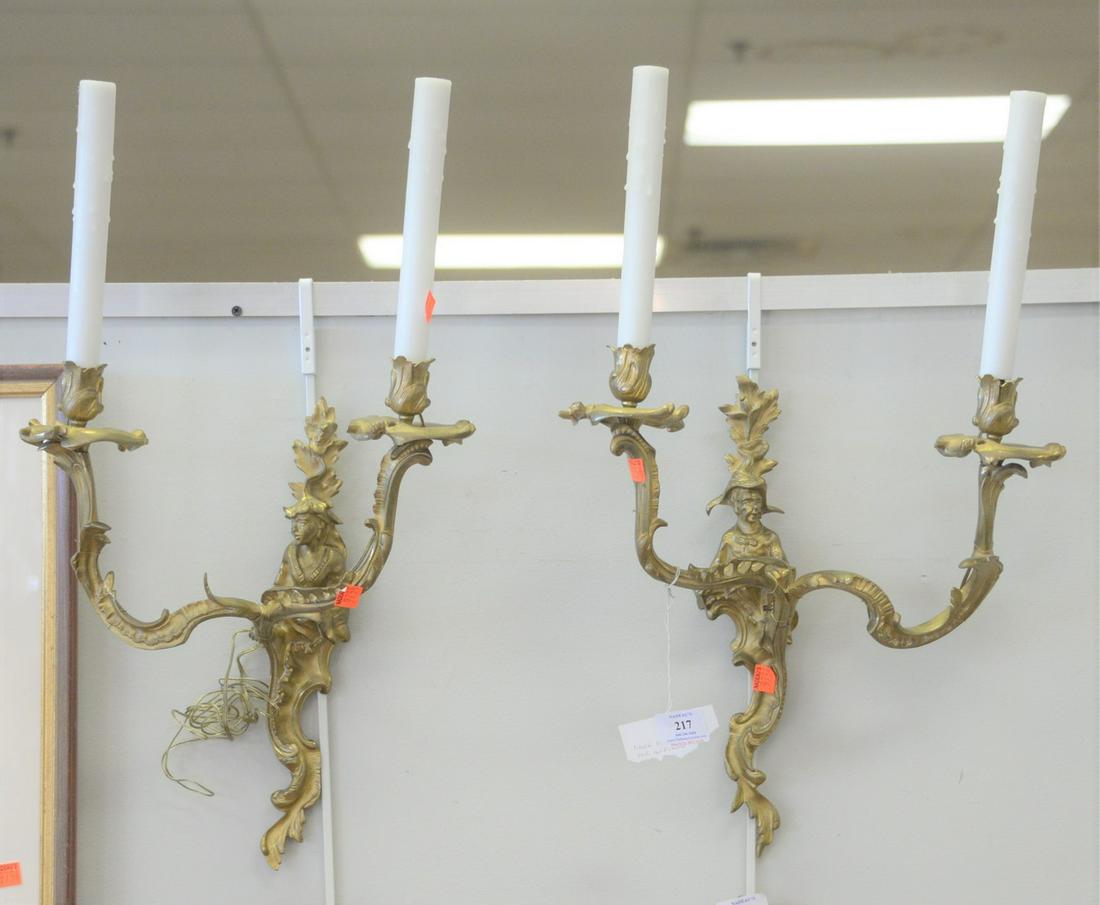 Pair of Bronze Figural Sconces, Louis XV style with two (1 of 4)