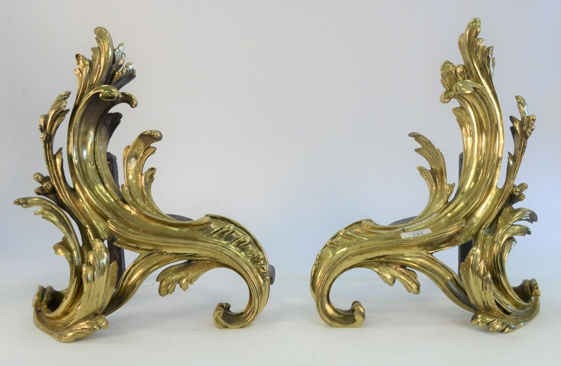 Pair of Louis XV Style Bronze Chenets, modeled as (1 of 4)